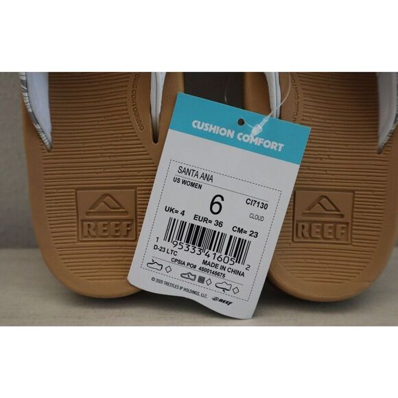 Reef CI7130 Women's Sz 6 Cloud White Santa Ana Flip Flop Sandals - Picture 3 of 11